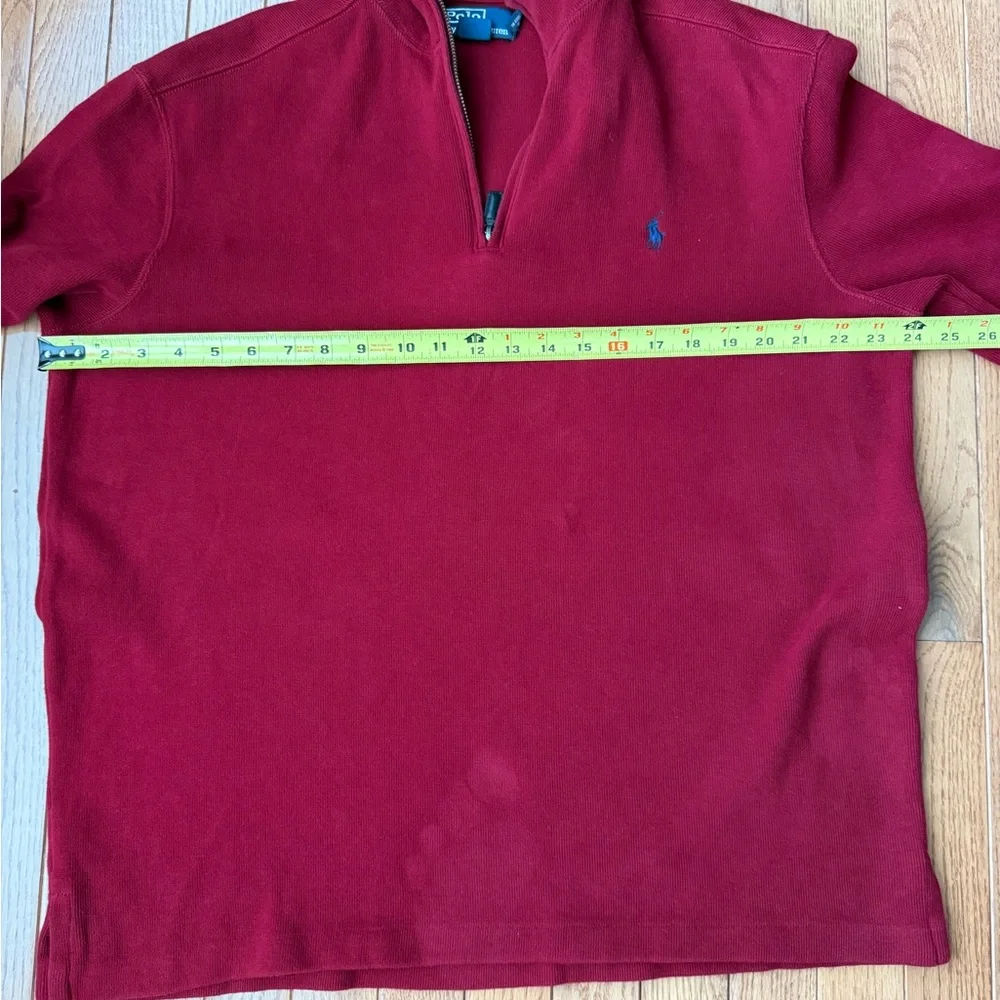Polo Ralph Lauren | Size Large | Mens Red Quarter Zip Up Sweater 100% Cotton